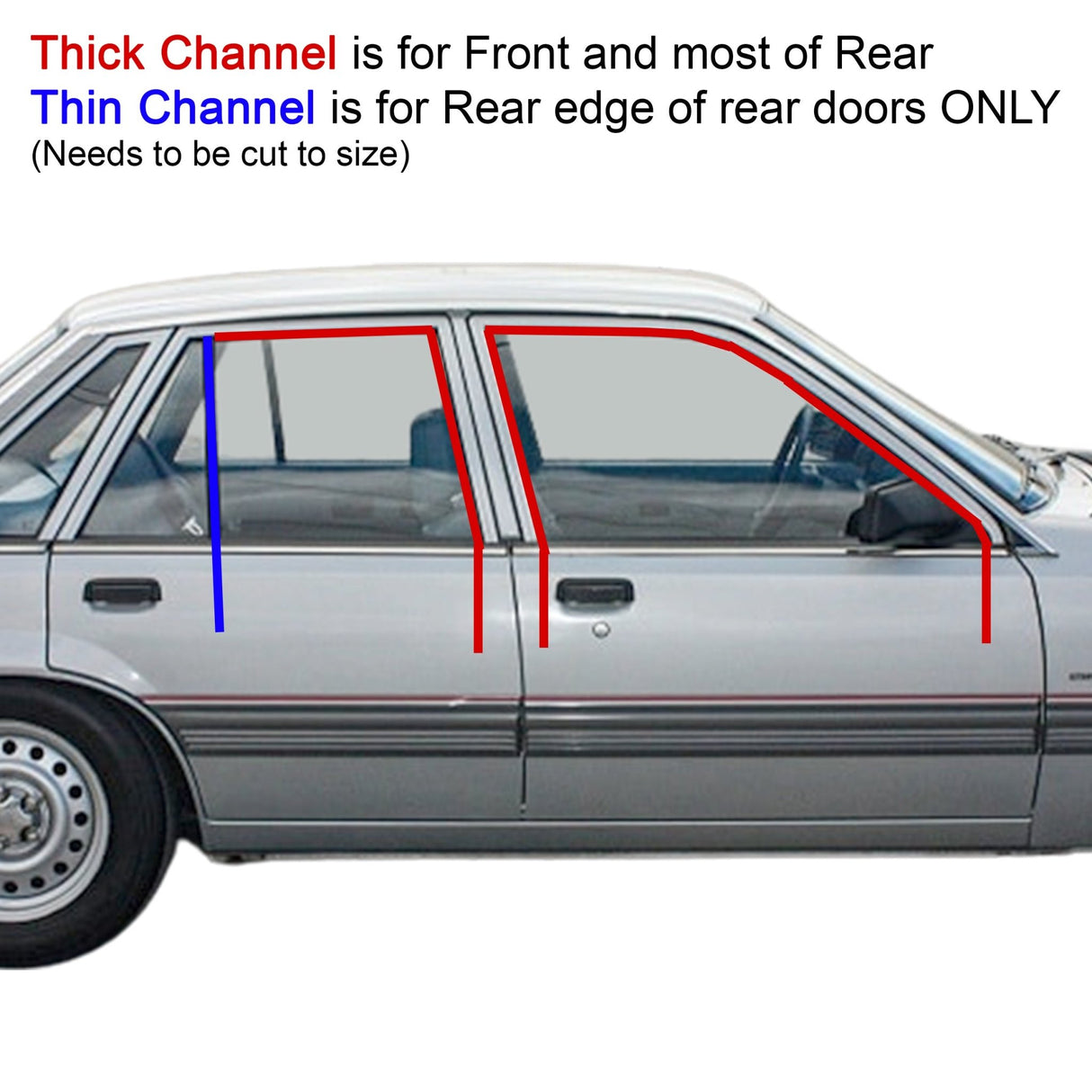 WINDOW BAILEY CHANNEL KIT for VB VC VH VK VL (FULL KIT - 4 DOORS) - HOLDCOM AUTO PARTS