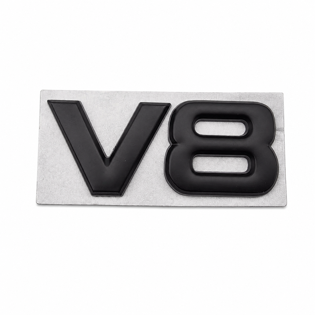 METAL V8 BADGE - MATTE BLACK  (UNIVERSAL)