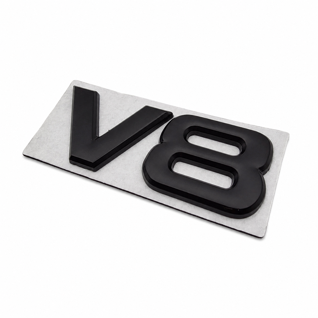 METAL V8 BADGE - MATTE BLACK  (UNIVERSAL)