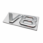 METAL V8 BADGE - CHROME  (UNIVERSAL)