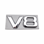 METAL V8 BADGE - CHROME  (UNIVERSAL)