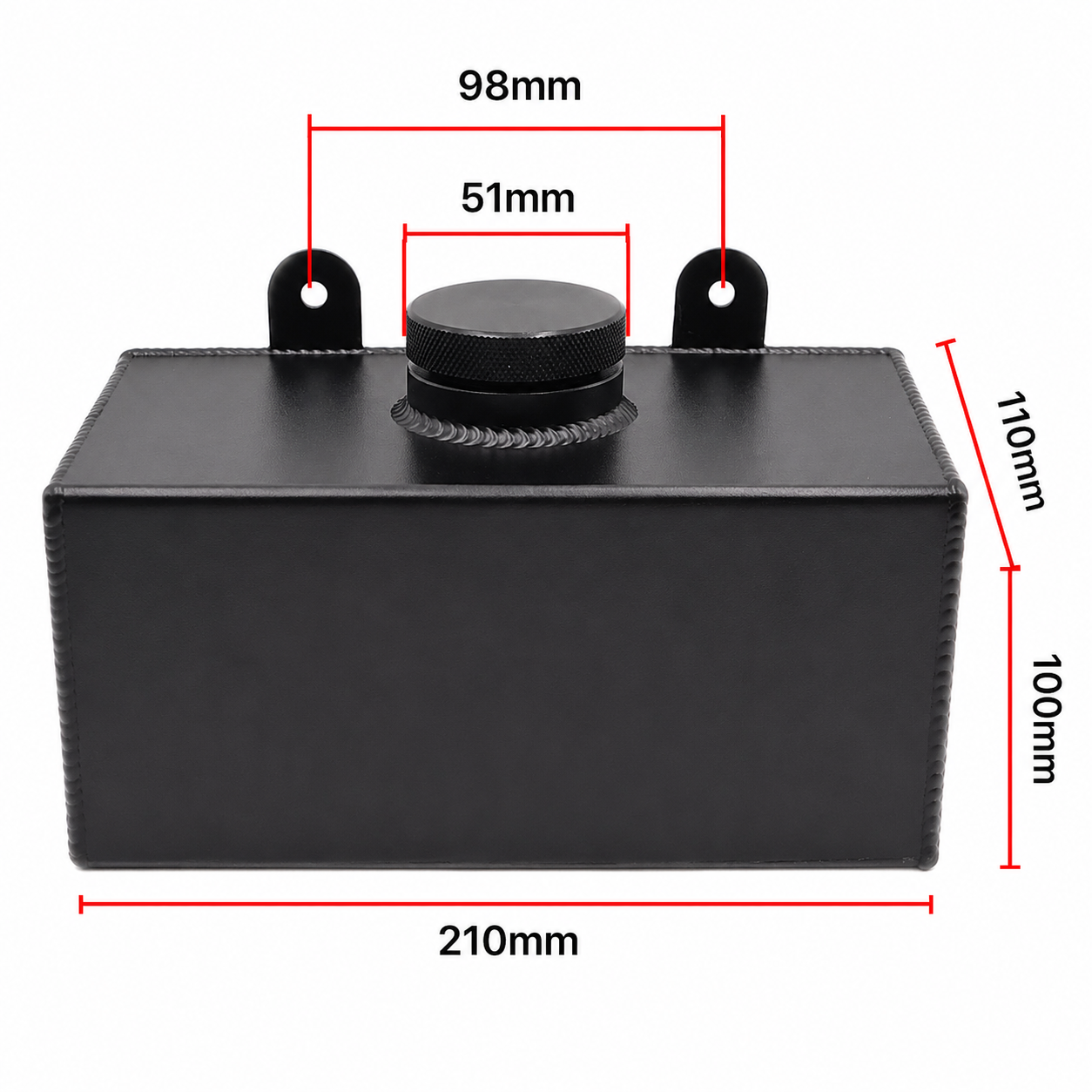 BLACK ALUMINIUM WINDSCREEN WASHER BOTTLE  (UNIVERSAL)