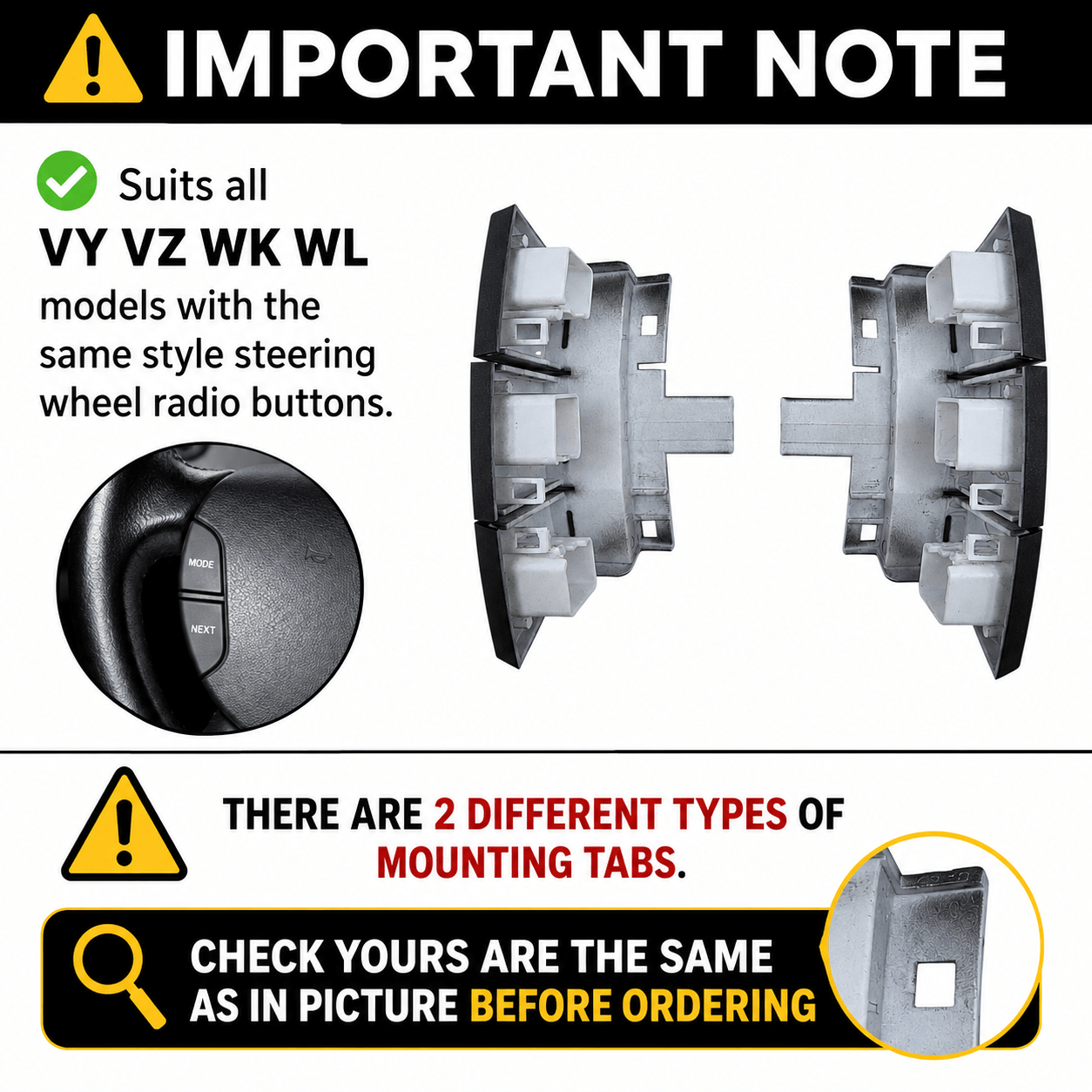 STEERING WHEEL RADIO BUTTONS for VY VZ WK WL - HOLDCOM AUTO PARTS