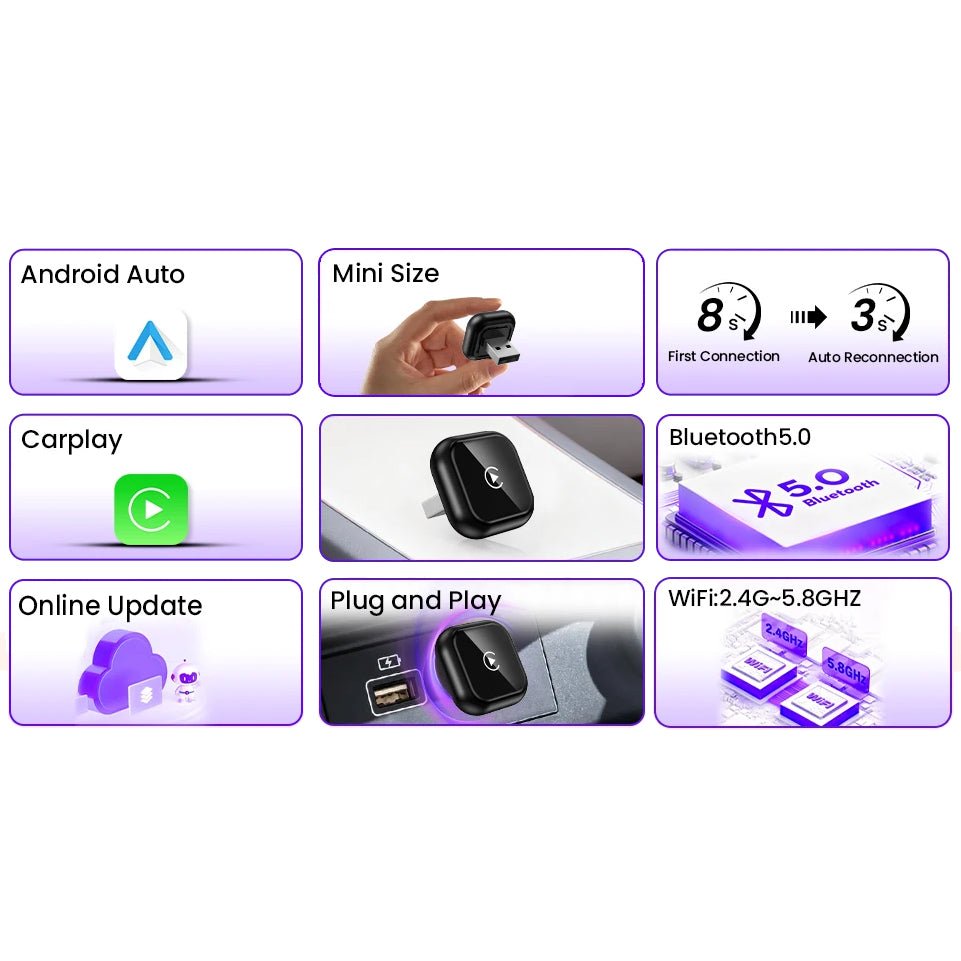 WIRELESS CARPLAY / ANDROID AUTO DONGLE (UNIVERSAL) - HOLDCOM AUTO PARTS