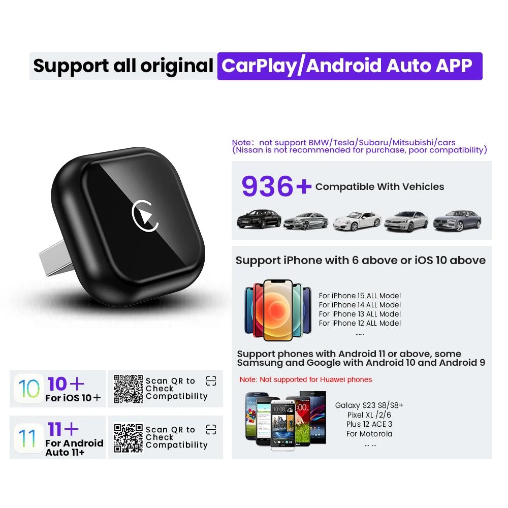 WIRELESS CARPLAY / ANDROID AUTO DONGLE (UNIVERSAL) - HOLDCOM AUTO PARTS